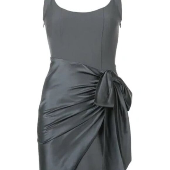Cinq A Sept Wrap Bow Detail Mini Dress - Grey - Size 6 - Picture 3 of 8